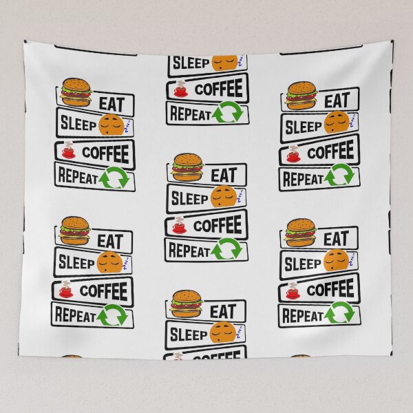 Item preview, Eat Sleep Coffee Repeat Funny illustration Gift designed and sold by KO-Design.