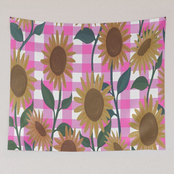Item preview,  Pink White Buffalo Plaid and Sunflower Pattern designed and sold by Tamas Das.