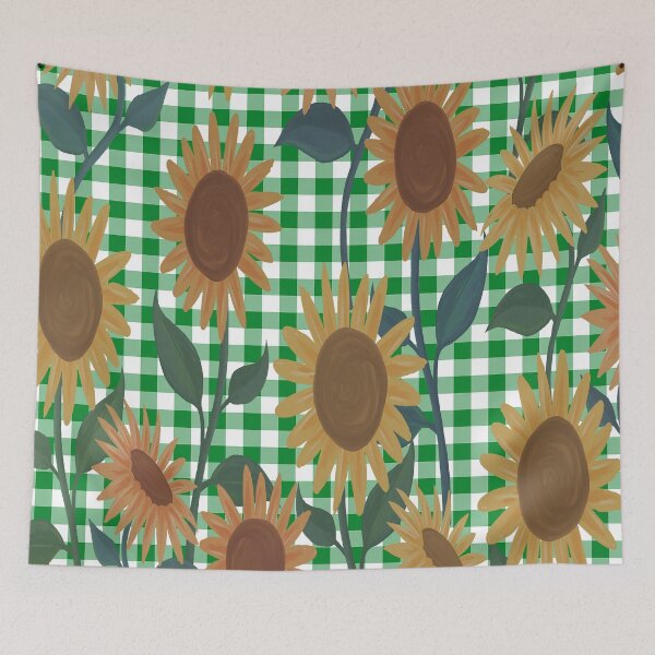 Item preview,  Green White Buffalo Plaid and Sunflower Pattern designed and sold by Tamas Das.