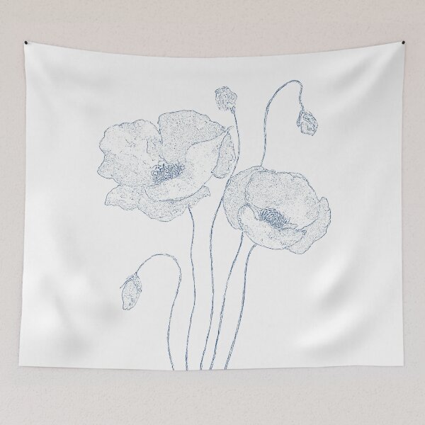 Item preview, 2 poppies line drawing designed and sold by ColorandColor.