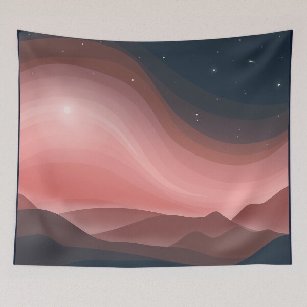 Item preview, Night on Mars Red and Teal Landscape Digital Illustration designed and sold by AlmightyClaire.