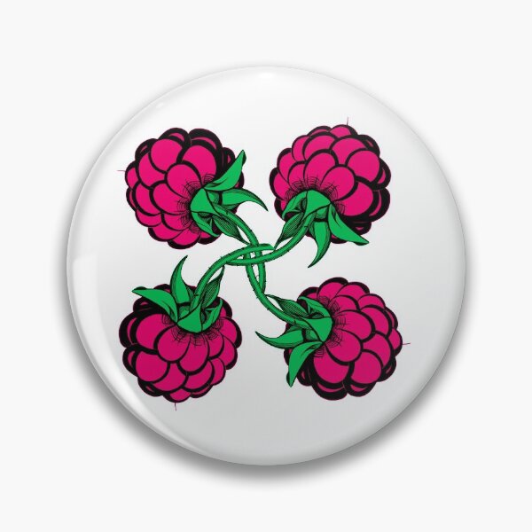 Item preview, pattern four stylized black pink green berry raspberry designed and sold by nataliavavilina.