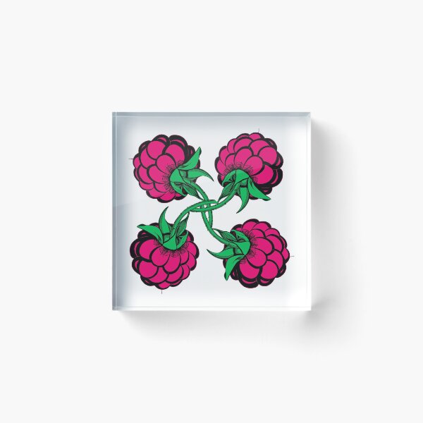 Item preview, pattern four stylized black pink green berry raspberry designed and sold by nataliavavilina.