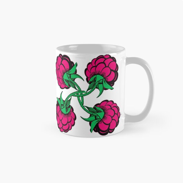 Item preview, pattern four stylized black pink green berry raspberry designed and sold by nataliavavilina.