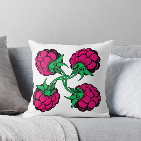 Item preview, pattern four stylized black pink green berry raspberry designed and sold by nataliavavilina.