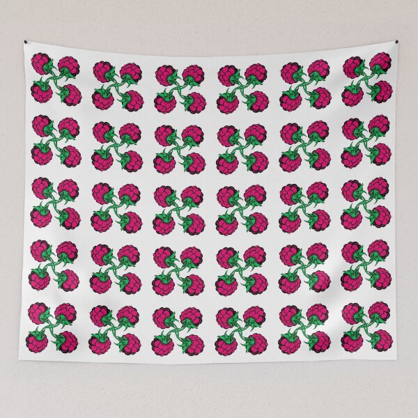 Item preview, pattern four stylized black pink green berry raspberry designed and sold by nataliavavilina.