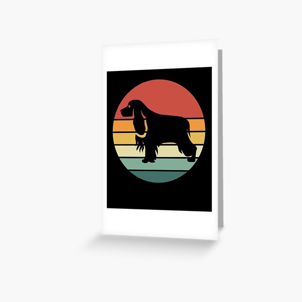 Cocker Spaniel Dog Retro Vintage Silhouette Sunset Distressed Greeting Card
