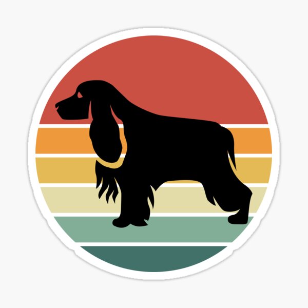 Cocker Spaniel Dog Retro Vintage Silhouette Sunset Distressed Sticker