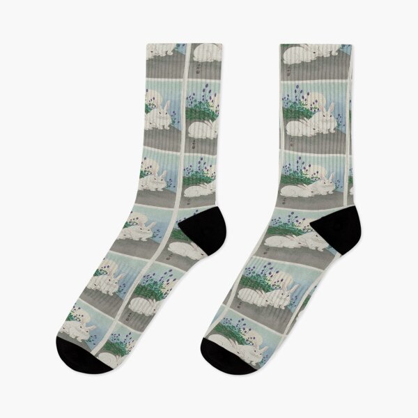 Item preview, White Rabbit Couple Easter Theme (Restored Japanese Artwork) designed and sold by dreamofdenim.