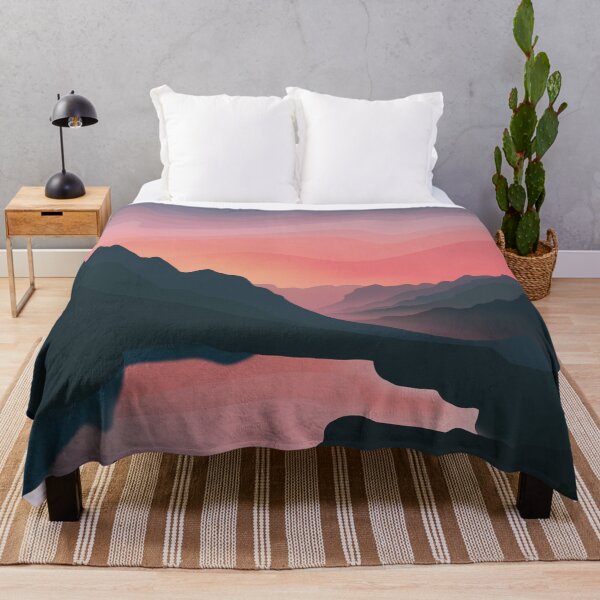 Item preview, Warm Red Sunrise Beyond Hills Landscape Digital Illustration designed and sold by AlmightyClaire.