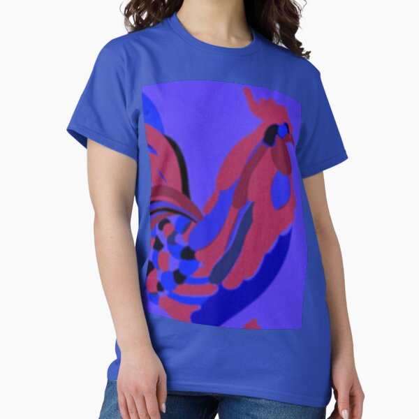 Rooster Abstract Art Blue Classic T-Shirt