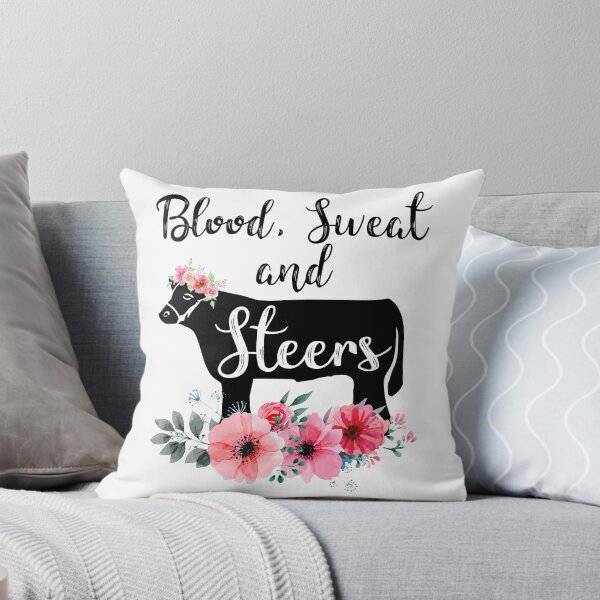 Item preview, Blood, Sweat and steers cattle t-shirt. Cute cow with flower gift for men, women and kids designed and sold by Titmit.