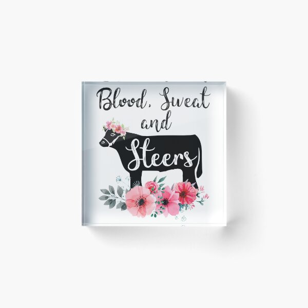 Item preview, Blood, Sweat and steers cattle t-shirt. Cute cow with flower gift for men, women and kids designed and sold by Titmit.