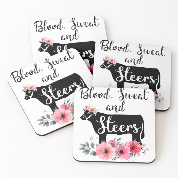 Item preview, Blood, Sweat and steers cattle t-shirt. Cute cow with flower gift for men, women and kids designed and sold by Titmit.