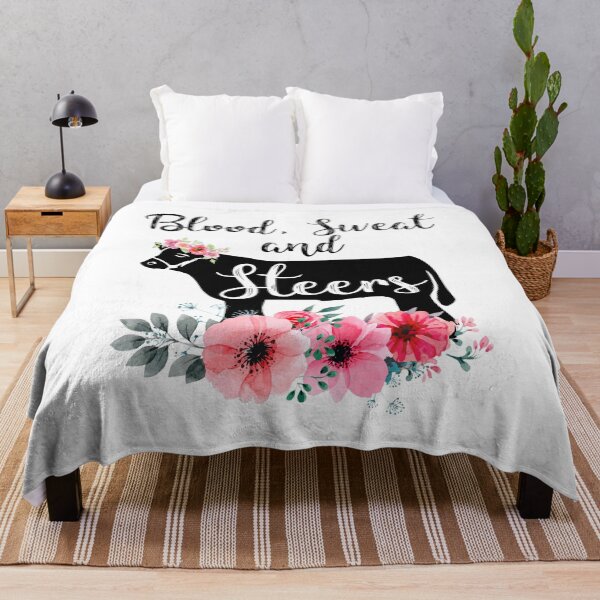 Item preview, Blood, Sweat and steers cattle t-shirt. Cute cow with flower gift for men, women and kids designed and sold by Titmit.