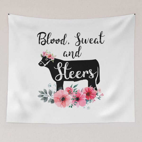 Item preview, Blood, Sweat and steers cattle t-shirt. Cute cow with flower gift for men, women and kids designed and sold by Titmit.