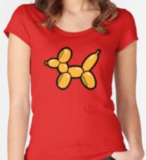 Balloon Animal Dogs Pattern in Red Women's Fitted Scoop T-Shirt