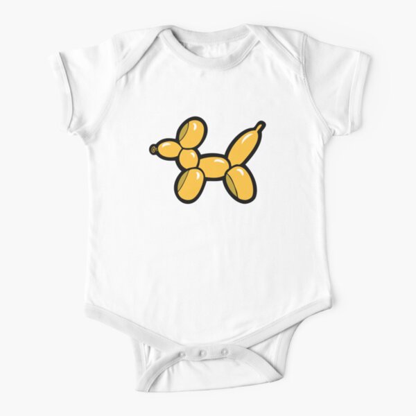 Balloon Animal Dogs Pattern in Red Short Sleeve Baby One-Piece