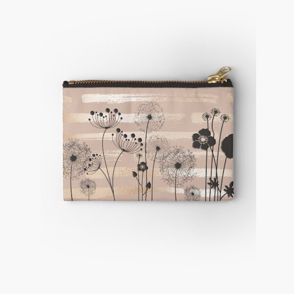 Item preview, Black Wildflowers on a Gold Striped Pattern designed and sold by squishyrainbow.