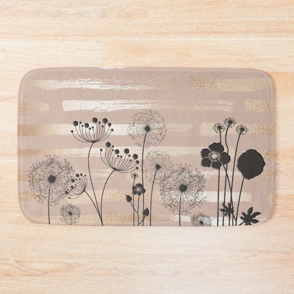 Item preview, Black Wildflowers on a Gold Striped Pattern designed and sold by squishyrainbow.