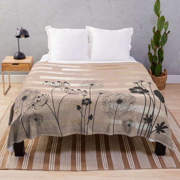 Item preview, Black Wildflowers on a Gold Striped Pattern designed and sold by squishyrainbow.