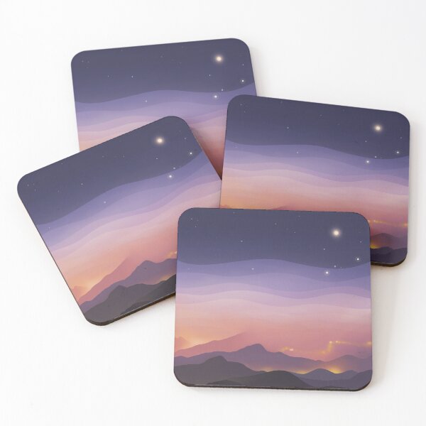 Item preview, Lights Through The Fog, Stars In the Sky Minimalistic Landscape Illustration designed and sold by AlmightyClaire.