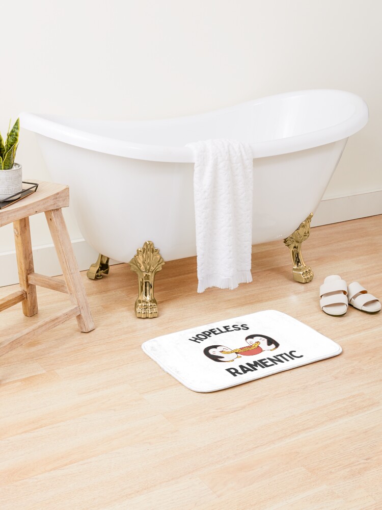 Thumbnail 2 of 6, Bath Mat, Hopeless Ramentic Penguin designed and sold by Rainces.
