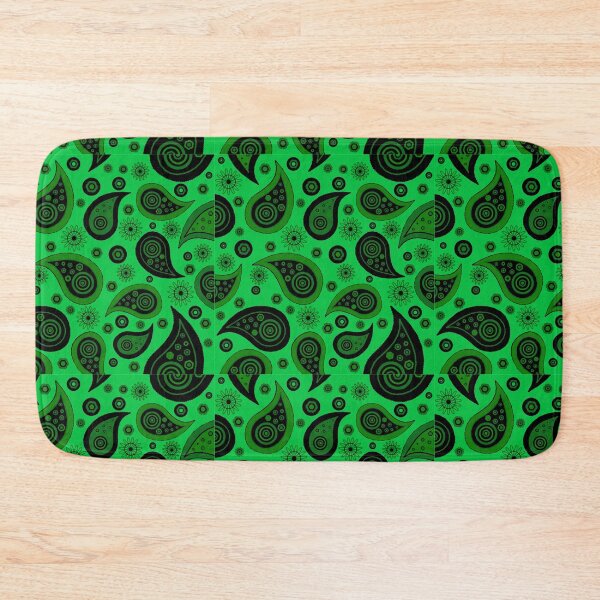 Item preview, Black Paisley Pattern on Green Background designed and sold by Rell1970.