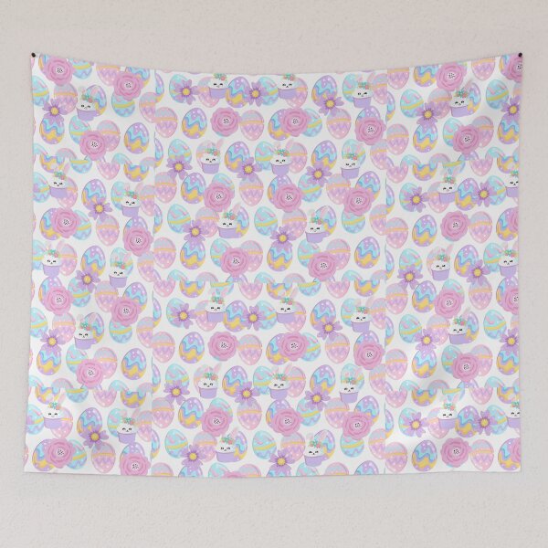 Item preview, Easter Purple Blue Theme Egg Rabbit Pattern designed and sold by dreamofdenim.