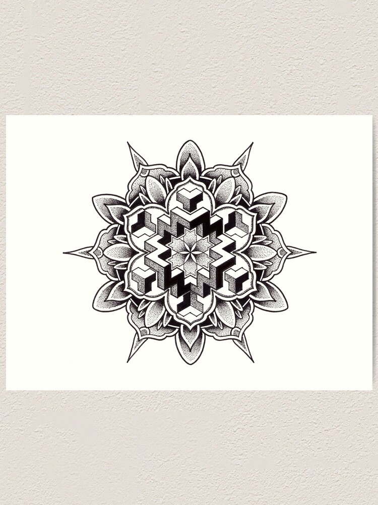 Mandala with cool geometric patterns mandala-with-cool-geometric-patterns-art-print-for-sale-by-ren-voortwist-redbubble