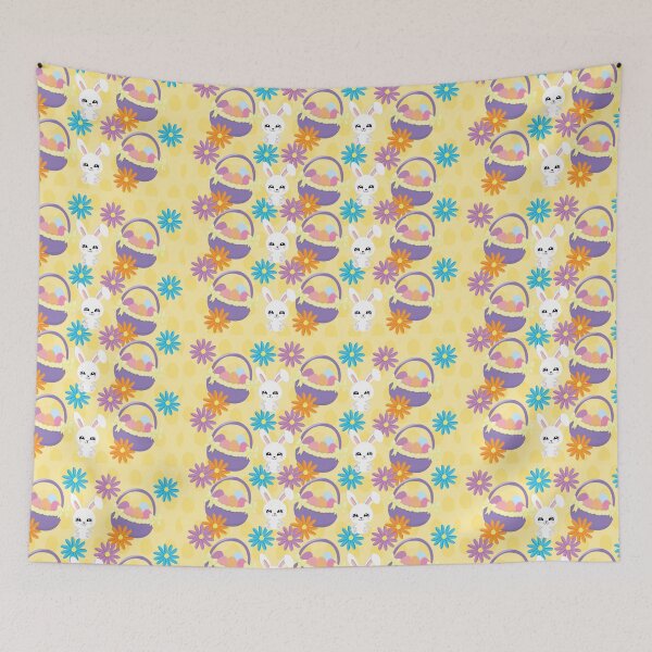 Item preview, Easter Egg Basket Rabbit Theme Pattern designed and sold by dreamofdenim.