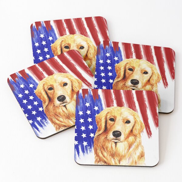 Item preview, golden retriever cartoon america designed and sold by medaharvey.
