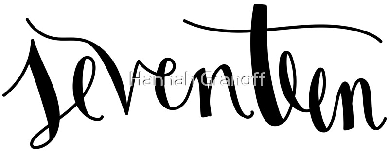 bubble letters numbers seventeen in cursive font