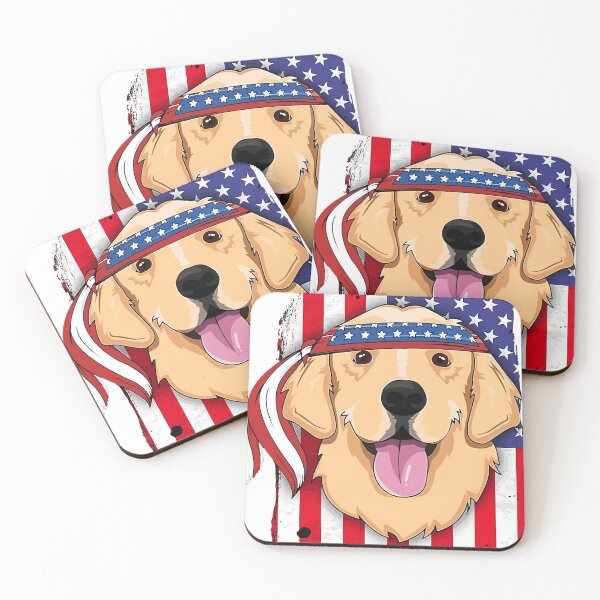 Item preview, golden retriever cartoon american flag1 designed and sold by medaharvey.