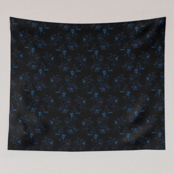 Item preview, Birds Pattern Black Blue designed and sold by Antava.