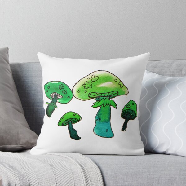 Item preview, green and blue watercolor mushrooms designed and sold by HiddenStash.