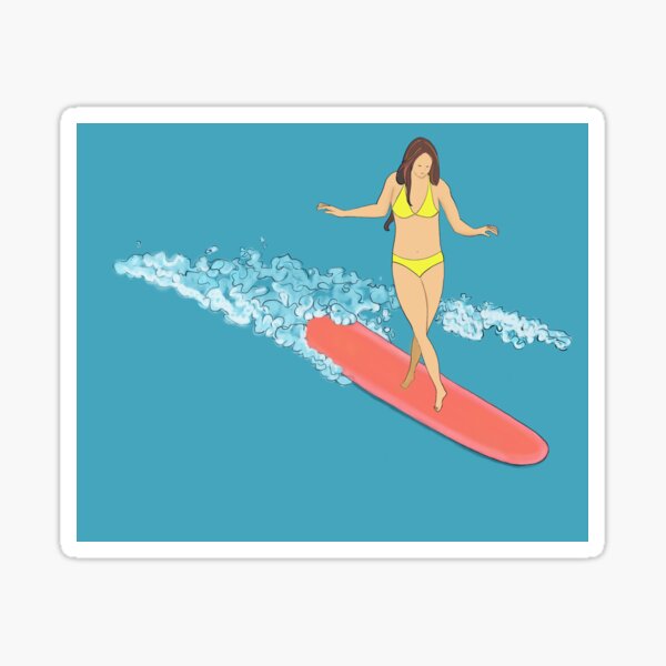 Surfer Girl Longboarder Sticker