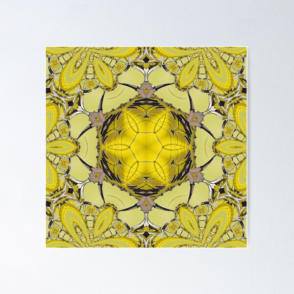 Item preview, kaleidoscope design in shades of yellow black and grey designed and sold by mister-john.
