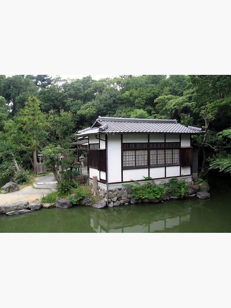 "Japanese garden house by a pond" Poster for Sale by Cevetan Redbubble