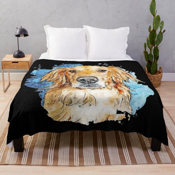 Item preview, golden retriever cartoon watercolor designed and sold by medaharvey.