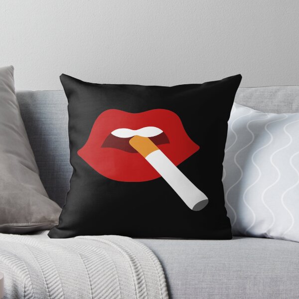 Cigarette Lips Throw Pillow