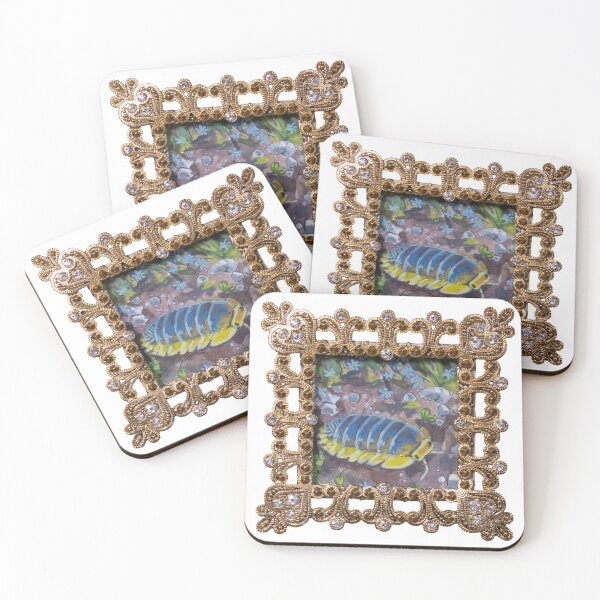 Item preview, Lemon Blue Isopod Framed Gouache Painting designed and sold by wedew3.
