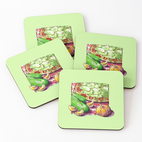 Item preview, Kitchen Art Cucumber Salad with Hungarian Floral Decoration designed and sold by Mary Jane Lange.