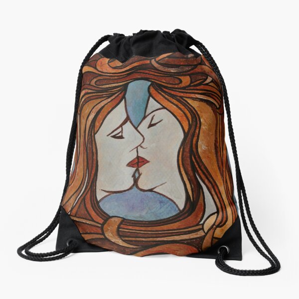 Baiser lesbien style art nouveau Sac à cordon