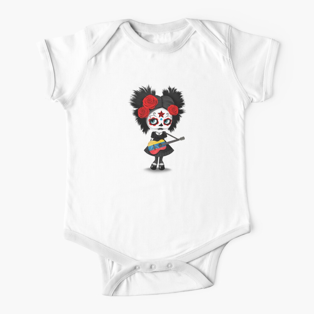 Sugar Skull Girl Playing Venezuelan Flag Guitar Baby One-Piece