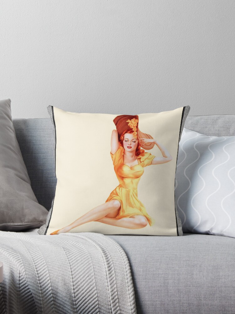 The Yellow Dress by Alberto Vargas Pin-Up Girl Vintage Art Decorative Art Print Throw Pillow