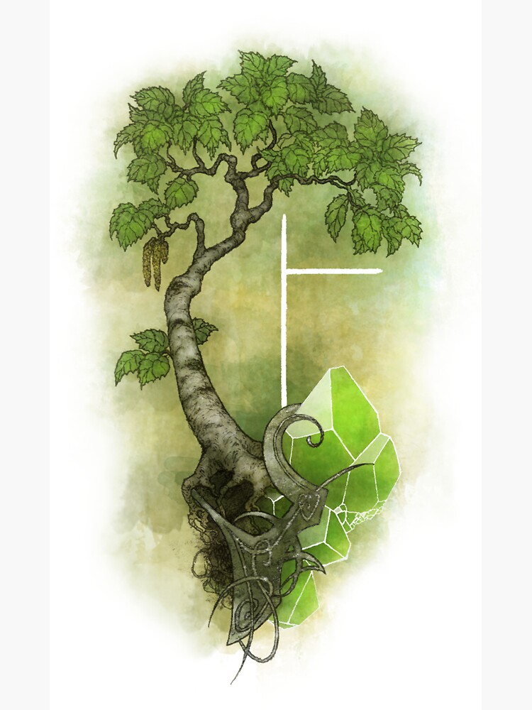 Thumbnail 3 of 3, Sticker, OGHAM art - BEITH The Birch Tree designed and sold by Lunariagold.
