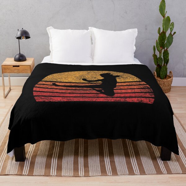 Item preview, Martial Arts Kicking Silhouette on Red Retro Vintage Sunset / Sunrise designed and sold by thehappylamb.