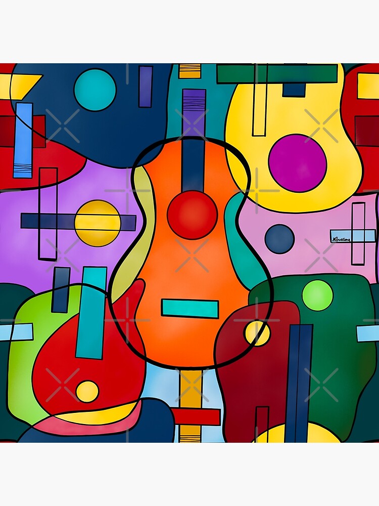 Guitar lovers cubism style art | Poster