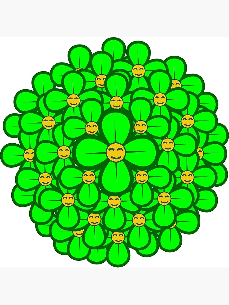 "A circle of green roses with a smile emoji" Poster by CreativeTouches